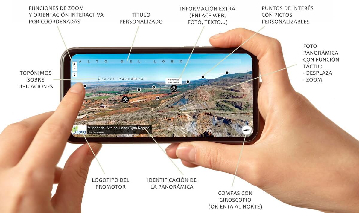Ejemplo de uso del mirador interactivo 360.  © UTM Desarrollos