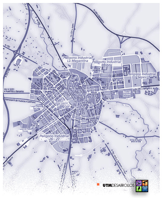 Cartografía | Plano Guía Huesca. © UTM Desarrollos