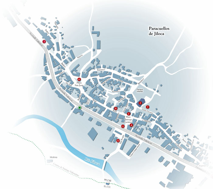 Cartografía | Plano urbano turístico de Paracuellos de Jiloca. © UTM Desarrollos
