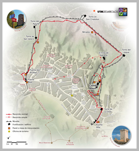 Cartografía | Plano de Daroca con itinerarios turísticos. © UTM Desarrollos