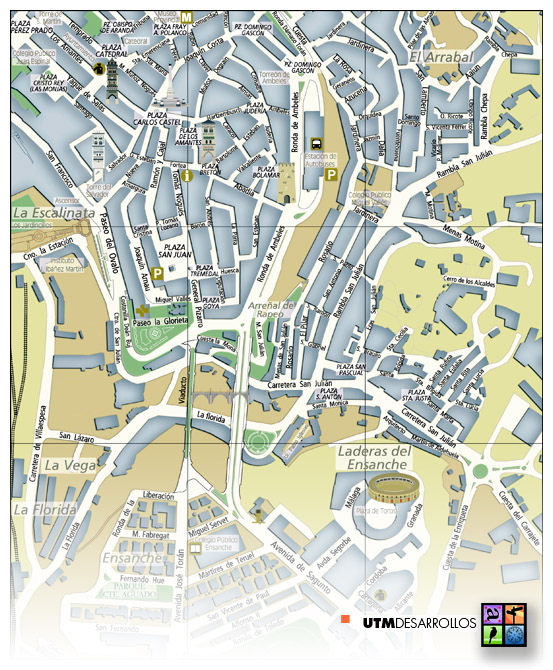 Cartografía | Plano urbano de la ciudad de Teruel. © UTM Desarrollos
