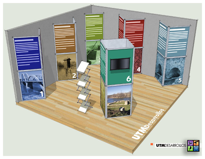 Simulación 3D para producción de exposición itinerante. © UTM Desarrollos