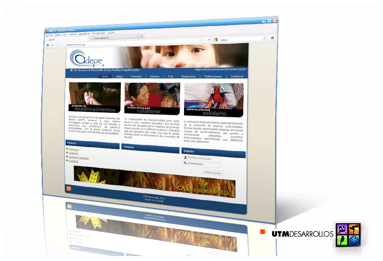 Portal Web corporativo de ONG implantado sobre Joomla. © UTM Desarrollos