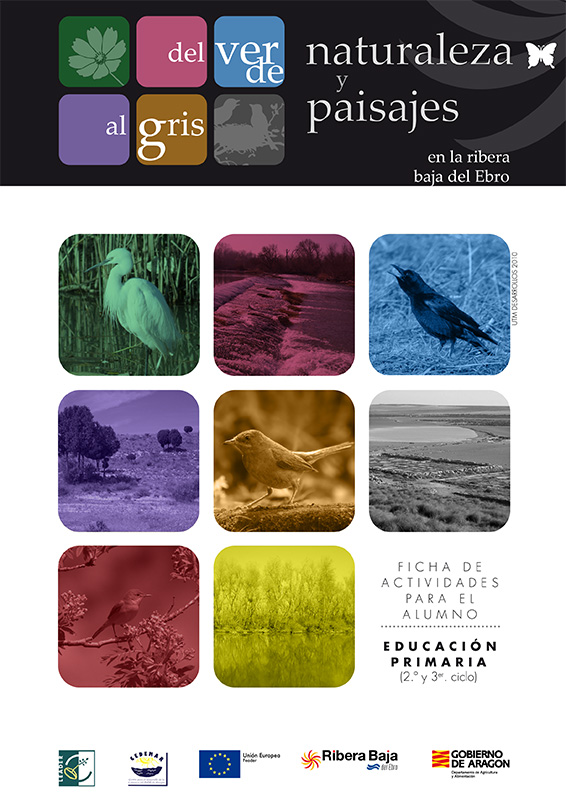 Unidades didácticas para primaria impresas a dos tintas de Naturaleza y Paisajes en la Comarca de la Ribera Baja (Zaragoza). © UTM Desarrollos
