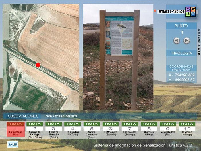 Señalización | Sistema de Información de señalización turística aplicado a la red de senderos de la comarca de la Ribera Baja del Ebro. © UTM Desarrollos