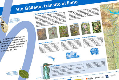 Señalización | Detalle de la mesa de interpretación del río Gállego en Murillo de Gállego. © UTM Desarrollos