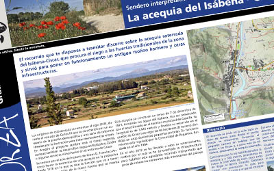 Señalización | Detalle del panel de interpretación del sendero de los usos del agua en Graus. © UTM Desarrollos