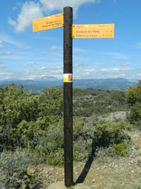 Señalización | Flecha direccional doble en el sendero de pequeño recorrido. © UTM Desarrollos